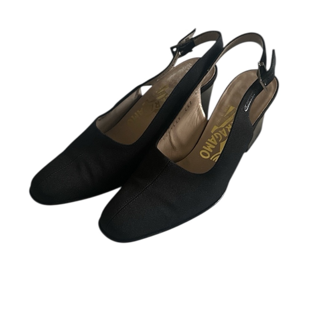 Salvatore Ferragamo Black Slingback Heels